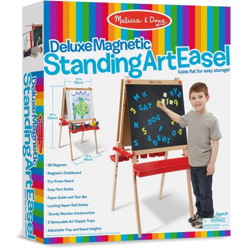  Melissa & Doug Deluxe Magnetic Standing Art Easel (Arts & Crafts, Sturdy Wooden Construction, 3 Adjustable Heights, Great Gift for Girls and Boys  Best for 3, 4, 5, 6, 7 and 8 Yea