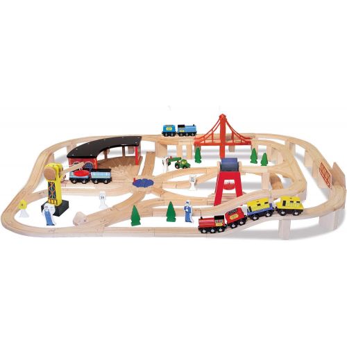  Melissa & Doug Wooden Railway Set, 130 Pieces (E-Commerce Packaging, Great Gift for Girls and Boys - Best for 3, 4, 5 Year Olds and Up)