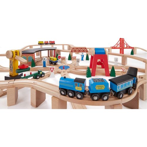  Melissa & Doug Wooden Railway Set, 130 Pieces (E-Commerce Packaging, Great Gift for Girls and Boys - Best for 3, 4, 5 Year Olds and Up)