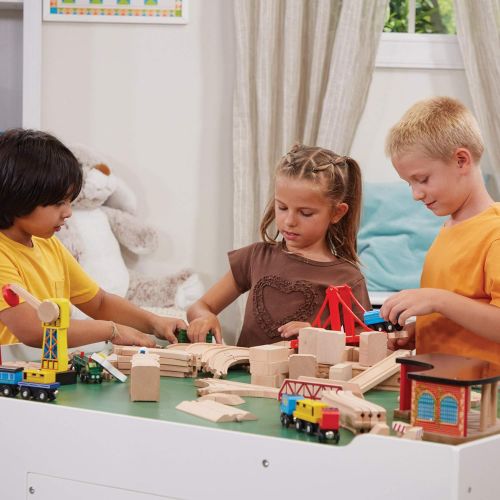  Melissa & Doug Wooden Railway Set, 130 Pieces (E-Commerce Packaging, Great Gift for Girls and Boys - Best for 3, 4, 5 Year Olds and Up)