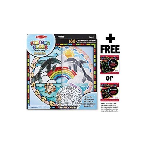  Melissa & Doug Dolphins: Stained Glass Made Easy Series & 1 Scratch Art Mini-Pad Bundle (09291)