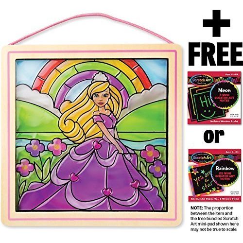  Melissa & Doug Princess: Stained Glass Made Easy Series & 1 Scratch Art Mini-Pad Bundle (09435)