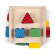 Wooden Shape Sorting Cube: Classic Toy Play Set & 1 Melissa & Doug Scratch Art Mini-Pad Bundle (00575)