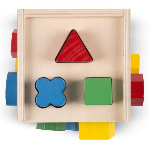  Wooden Shape Sorting Cube: Classic Toy Play Set & 1 Melissa & Doug Scratch Art Mini-Pad Bundle (00575)