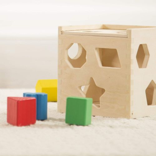  Wooden Shape Sorting Cube: Classic Toy Play Set & 1 Melissa & Doug Scratch Art Mini-Pad Bundle (00575)