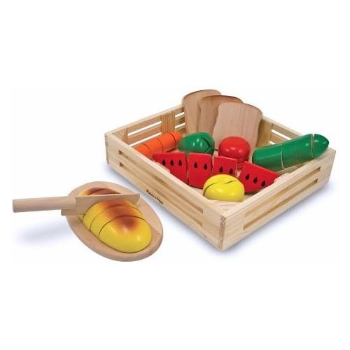  Melissa & Doug Cutting Food Set: Wooden Play Food Set + Free Scratch Art Mini-Pad Bundle [04872]