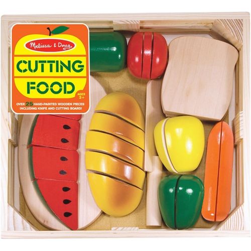  Melissa & Doug Cutting Food Set: Wooden Play Food Set + Free Scratch Art Mini-Pad Bundle [04872]