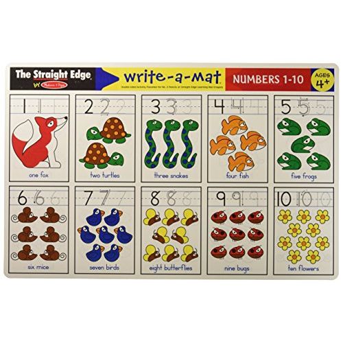  Melissa & Doug Math Problems I Write-a-Mat w/ Crayon Bundle for Ages 4 to 5: Numbers 1 to 10, & Counting to 100 - The Straight Edge Series