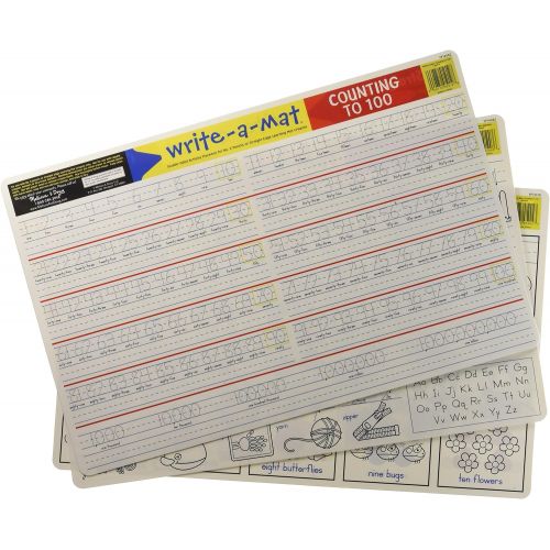  Melissa & Doug Math Problems I Write-a-Mat w/ Crayon Bundle for Ages 4 to 5: Numbers 1 to 10, & Counting to 100 - The Straight Edge Series
