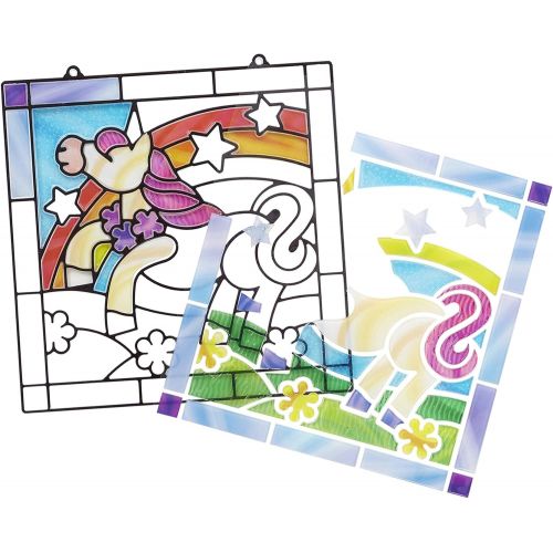  Melissa & Doug Unicorn: Stained Glass Made Easy Series Bundled with 1 M&D Scratch Art Mini-Pad (09299)
