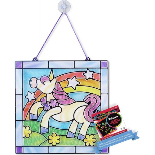  Melissa & Doug Unicorn: Stained Glass Made Easy Series Bundled with 1 M&D Scratch Art Mini-Pad (09299)