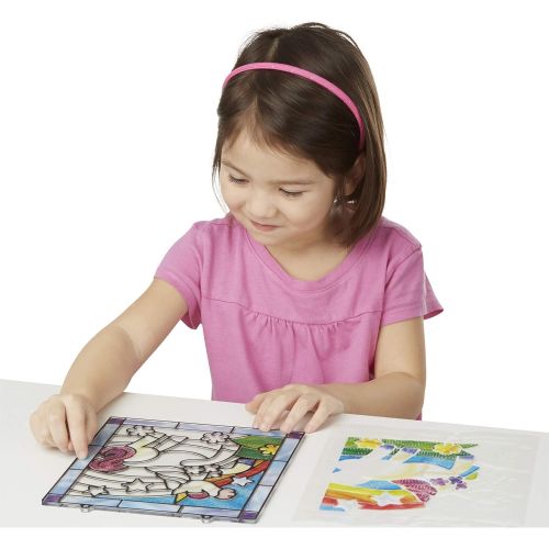  Melissa & Doug Unicorn: Stained Glass Made Easy Series Bundled with 1 M&D Scratch Art Mini-Pad (09299)