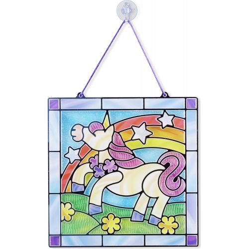  Melissa & Doug Unicorn: Stained Glass Made Easy Series Bundled with 1 M&D Scratch Art Mini-Pad (09299)