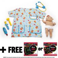 Melissa & Doug Pediatric Nurse Costume & 1 Scratch Art Mini-Pad Bundle (08519)