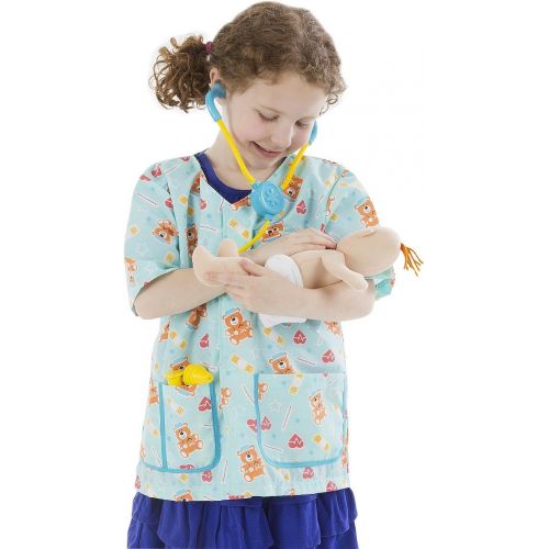  Melissa & Doug Pediatric Nurse Costume & 1 Scratch Art Mini-Pad Bundle (08519)