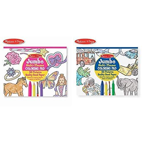  Melissa & Doug Jumbo 50-Page Kids’ Coloring Pad Paper; 11” x 14” Oversized Sheets; Horses, Hearts, Flowers, and More Jumbo 50-Page Kids Coloring Pad