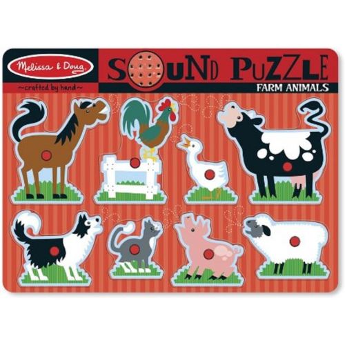  Melissa & Doug Farm Animals Sound Puzzle - Wooden Peg Puzzle with Sound Effects (8 pcs)