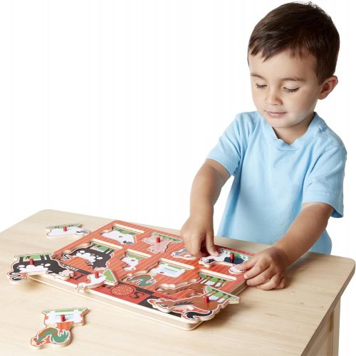  Melissa & Doug Farm Animals Sound Puzzle - Wooden Peg Puzzle with Sound Effects (8 pcs)