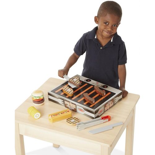  Melissa & Doug Grill & Serve BBQ Set: Wooden Play Food Set & 1 Scratch Art Mini-Pad Bundle (09280)
