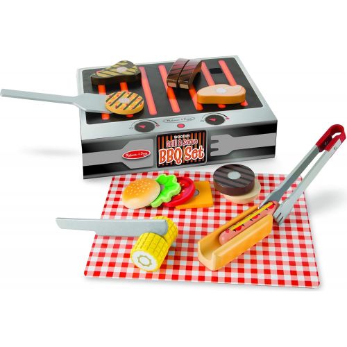  Melissa & Doug Grill & Serve BBQ Set: Wooden Play Food Set & 1 Scratch Art Mini-Pad Bundle (09280)
