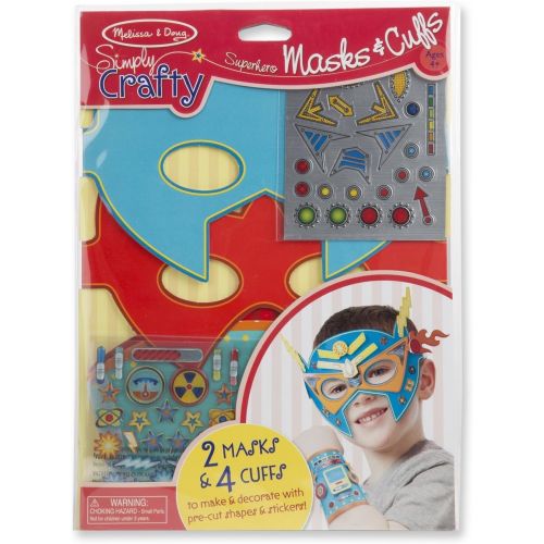  Melissa & Doug Superhero Masks and Cuffs - Simply Crafty Series & 1 Scratch Art Mini-Pad Bundle (09477)