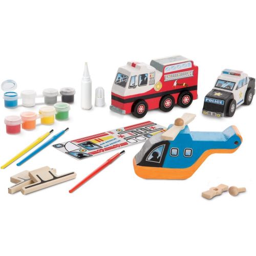  Melissa & Doug Rescue Vehicles Set Decorate-Your-Own Kit & 1 Scratch Art Mini-Pad Bundle (09528)