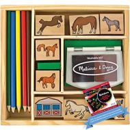 Melissa & Doug Horse Stable: Wooden Stamp Set + Free Scratch Art Mini-Pad Bundle [24105]