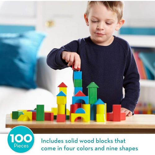  Melissa & Doug 100-Piece Wood Blocks Set & Classic ABC Wooden Block Cart (Educational Toy with 30 Solid Wood Blocks, Great Gift for Girls and Boys - Best for 2, 3, 4, and 5 Year Ol