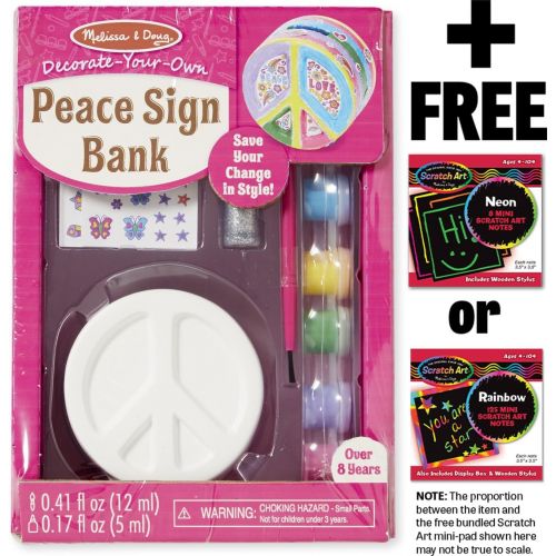  Melissa & Doug Peace Bank Decorate-Your-Own Kit & 1 Scratch Art Mini-Pad Bundle (09537)