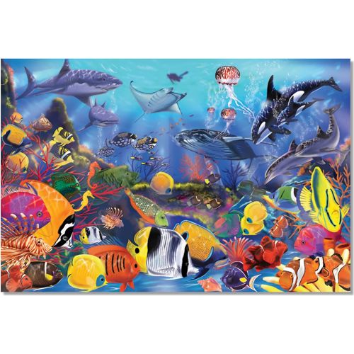  Melissa & Doug Underwater: 48 Piece Floor Puzzle & 1 Melissa & Doug Scratch Art Mini-Pad Bundle (90427)