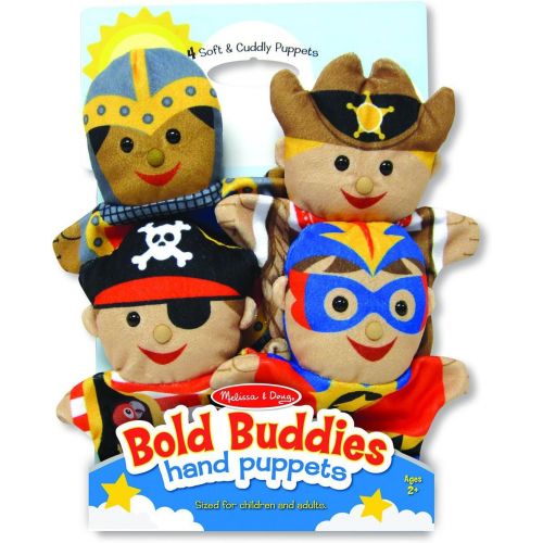  Melissa & Doug Bold Buddies 4-Piece Hand Puppets Gift Set + 1 Free Pair of Baby Socks Bundle [90872]