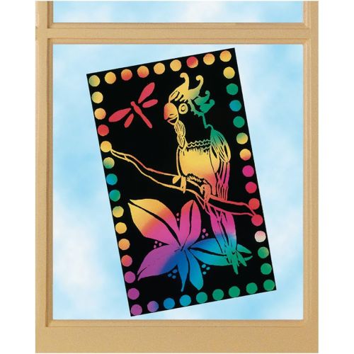  Melissa & Doug Scratch Art Scratch Light, Stained-Glass-Style Sheets - 30 Sheets, Rainbow