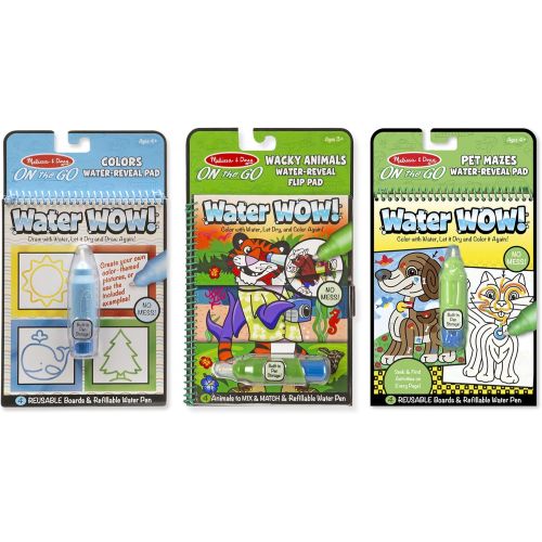  Melissa & Doug Water Wow! Water-Reveal Travel Activity Pad 3-Pack - Flip Pad, Colors-Shapes, Mazes