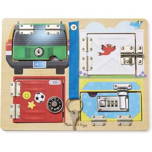  Melissa & Doug Lock and Latches: Board Activity Kit Bundle with 1 Melissa & Doug Rainbow Scratch Art Mini-Pad (09540 - R)