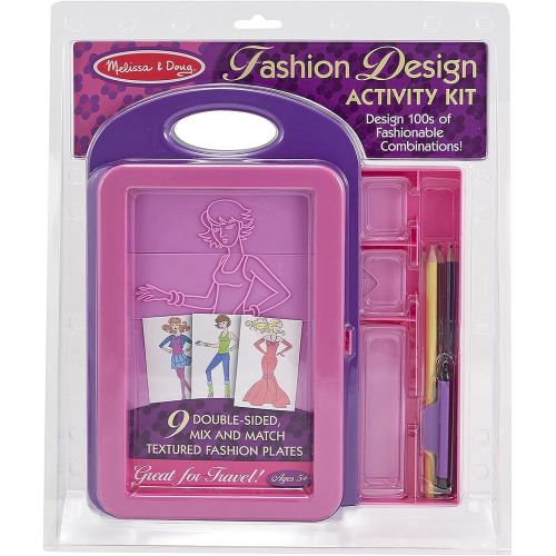  Melissa & Doug Fashion Design Activity Kit w/ 9 Double Sided Textured Fashion Plates & 1 Scratch Art Mini-Pad Bundle (04312)