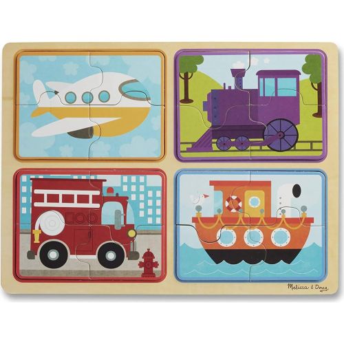  Melissa & Doug Ready, Set, Go Vehicle: Natural Play Wooden x Puzzle & 1 Melissa & Doug Scratch Art Mini-Pad Bundle (31361)