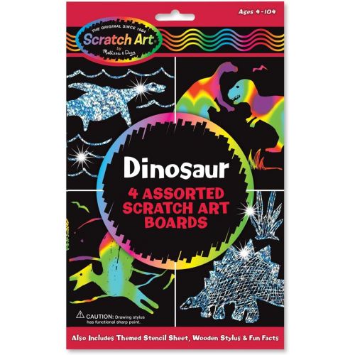  Melissa & Doug Scratch Art Activity Kit: Dinosaurs - 4 Holographic Boards