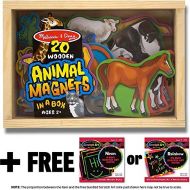 Melissa & Doug Animal Wooden 20 Magnets-in-a-Box Gift Set & 1 Scratch Art Mini-Pad Bundle (00475)