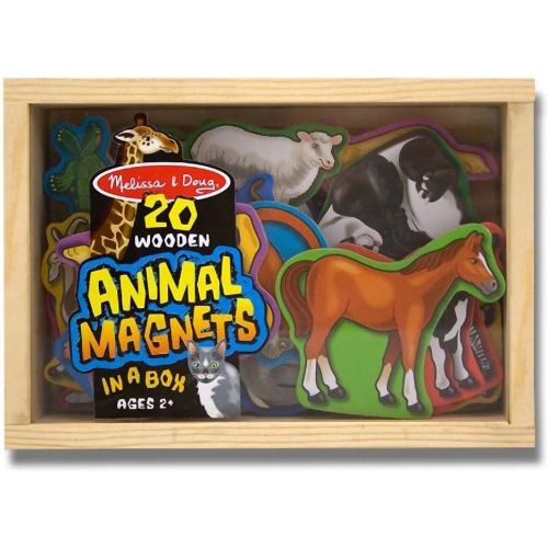  Melissa & Doug Animal Wooden 20 Magnets-in-a-Box Gift Set & 1 Scratch Art Mini-Pad Bundle (00475)