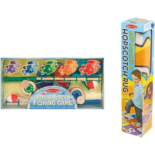  Melissa & Doug Hop & Count Hopscotch Rug & Magnetic Fishing Game Bundle Toy