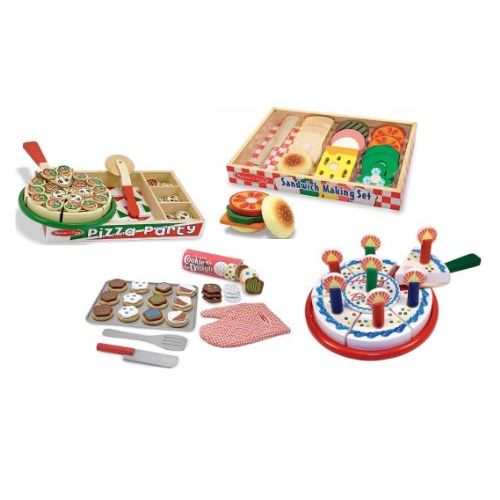  Melissa & Doug Lets Get Cookin Deluxe Wooden Food Set