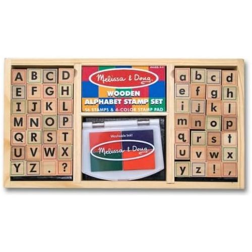  Melissa & Doug Alphabets: Wooden Stamp Set + Free Scratch Art Mini-Pad Bundle [35576]