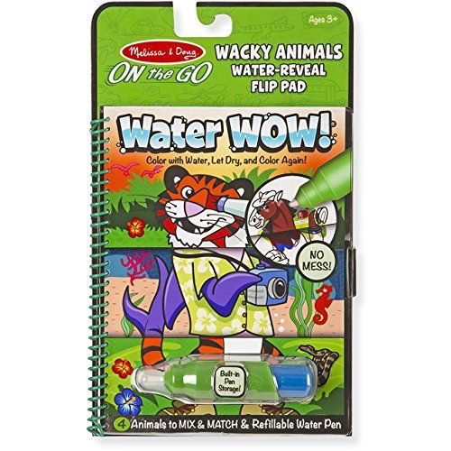  Melissa & Doug Wacky Animals: ON The GO Water-Reveal Activity Flip Pad + 1 Scratch Art Mini-Pad Bundle (#09464)