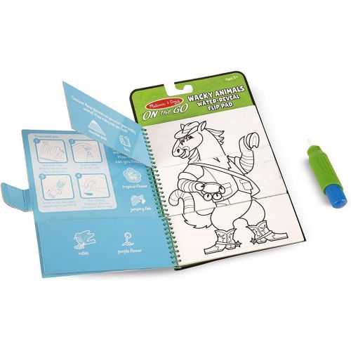  Melissa & Doug Wacky Animals: ON The GO Water-Reveal Activity Flip Pad + 1 Scratch Art Mini-Pad Bundle (#09464)