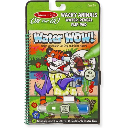  Melissa & Doug Wacky Animals: ON The GO Water-Reveal Activity Flip Pad + 1 Scratch Art Mini-Pad Bundle (#09464)