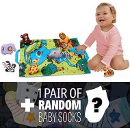 Melissa & Doug Take-Along Wild Safari Play Mat: Ks Kids Baby Toy Series + 1 Free Pair of Baby Socks Bundle (92159)