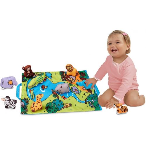  Melissa & Doug Take-Along Wild Safari Play Mat: Ks Kids Baby Toy Series + 1 Free Pair of Baby Socks Bundle (92159)