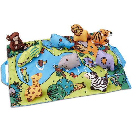  Melissa & Doug Take-Along Wild Safari Play Mat: Ks Kids Baby Toy Series + 1 Free Pair of Baby Socks Bundle (92159)