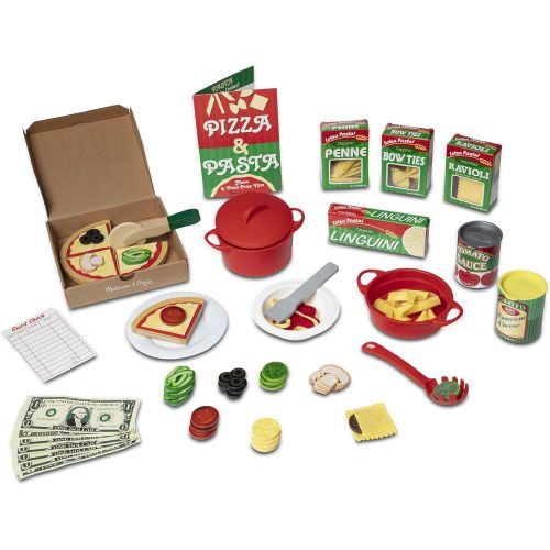  Melissa & Doug Deluxe Pizza & Pasta Play Set Pretend Play Food (92Piece), Multicolor