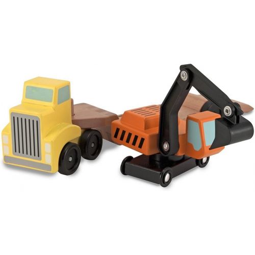  Melissa & Doug Wooden Trailer & Excavator & 1 Scratch Art Mini-Pad Bundle (04577)